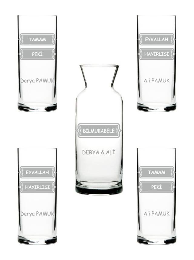 Aile boyu 4 lü rakı bardağı ve karaf seti - 1