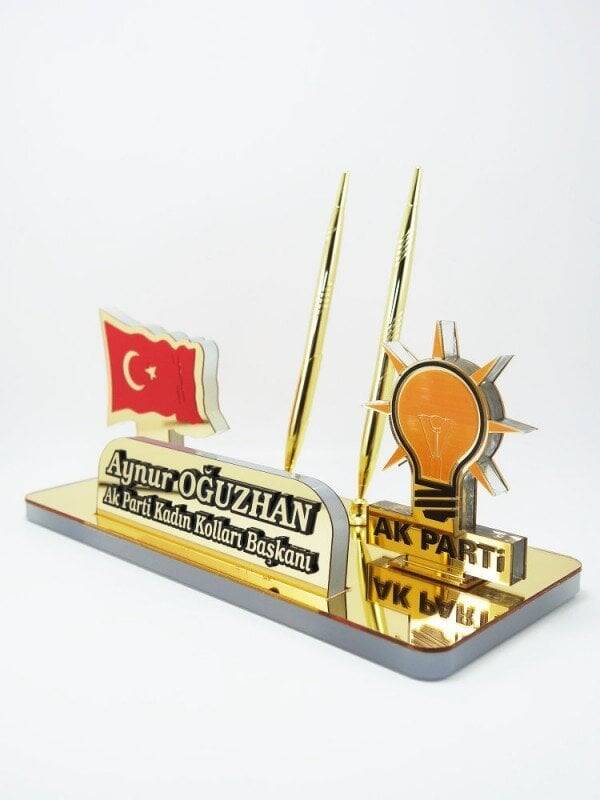 AK Parti Logolu ve Türk Bayrağı Masa İsimliği - 1