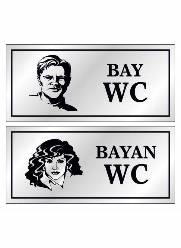 Bay - Bayan WC Levhası Alüminyum Renk Metal - 1