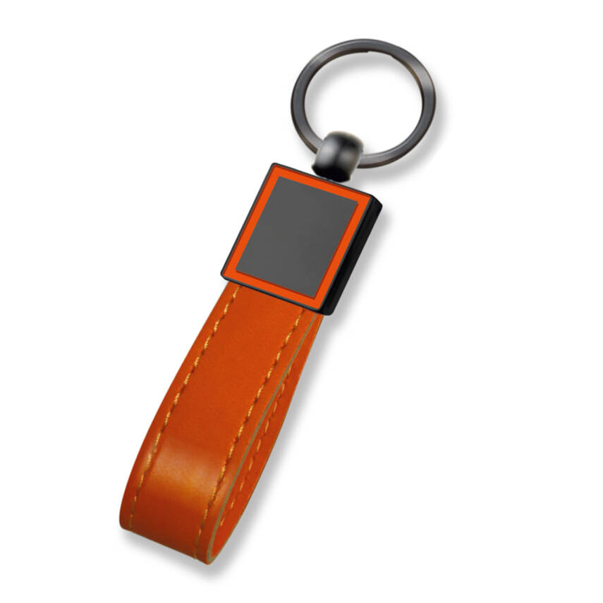 BEYSEKİ TURUNCU METAL - DERİ ANAHTARLIK - 1