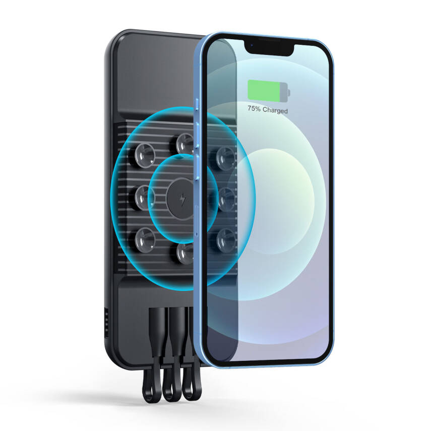 ÇİRİŞ 10.000 MAH SİYAH WIRELESS STANDLI POWERBANK - 4