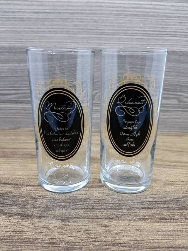 Desenli İsim Kazımalı Rakı Bardağı - 1