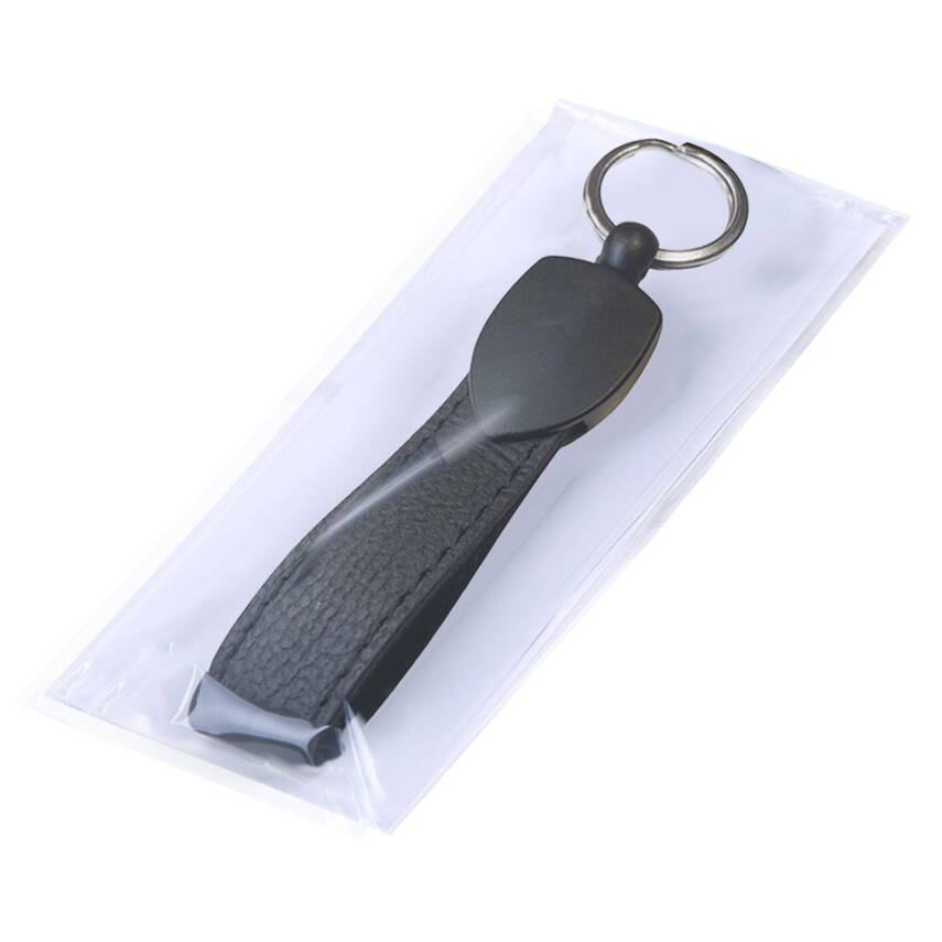 DÜZPELİT SİYAH METAL - DERİ ANAHTARLIK - 2