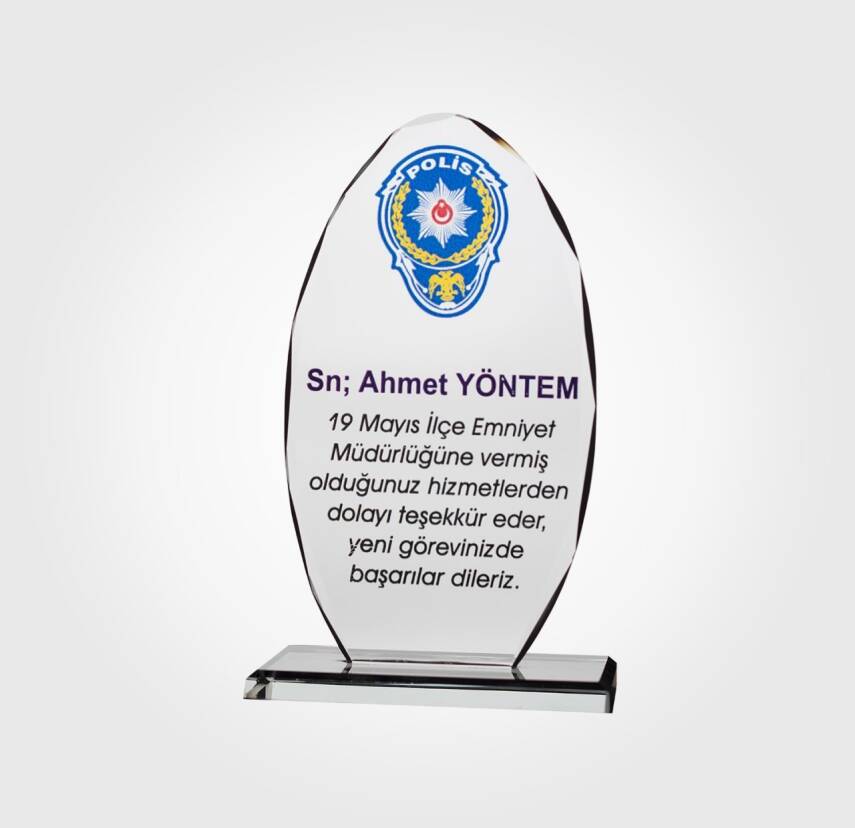 Emniyet Müdürlüğü Kristal Plaket - 1