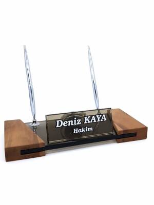 Gümüş Detaylı Kristal Masa İsimliği - 3