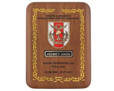 Harekat Başkanlığı Özel Ahşap Plaket Özel Üretim Süet Kutulu