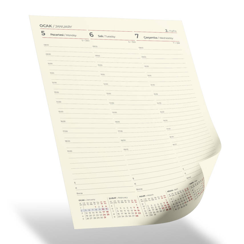 İNCİRLİ LACİVERT TARİHLİ HAFTALIK AJANDA (20x28 CM) - 2