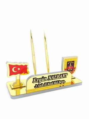 Jandarma Logolu Türk Bayraklı Masa İsimlik - 6