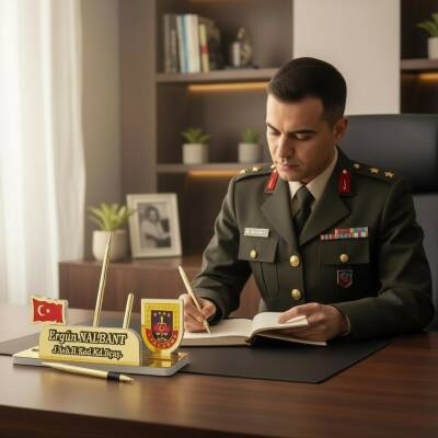 Jandarma Logolu Türk Bayraklı Masa İsimlik - 2
