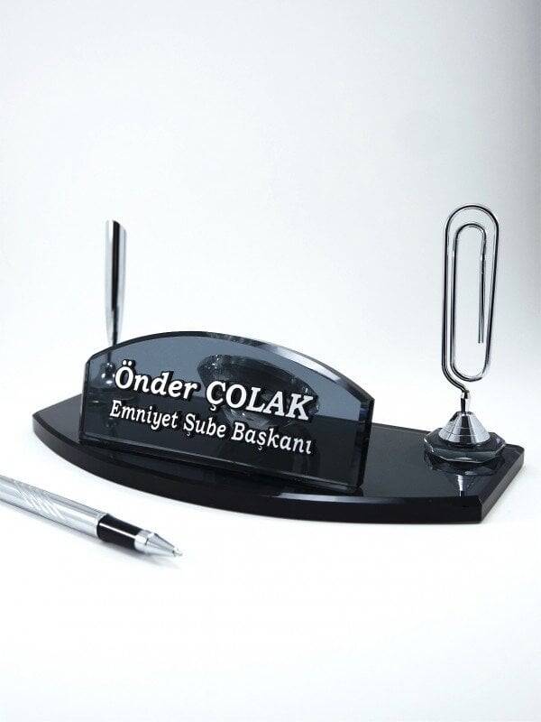 Kalem Ve Saatli Kristal İsimlik - 1