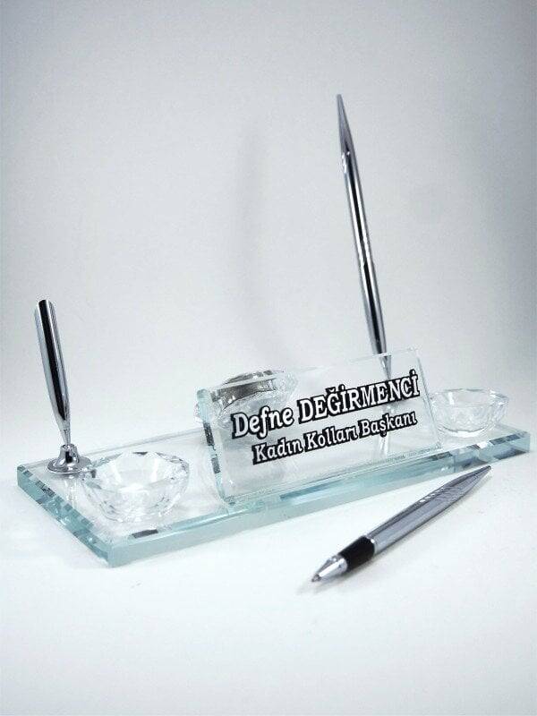 Kalemli Kabartma İsimli Kristal Masa İsimliği - 1