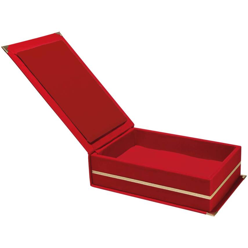 KAŞMİR KIRMIZI KADİFE PLAKET KUTUSU (14X24 CM) - 1