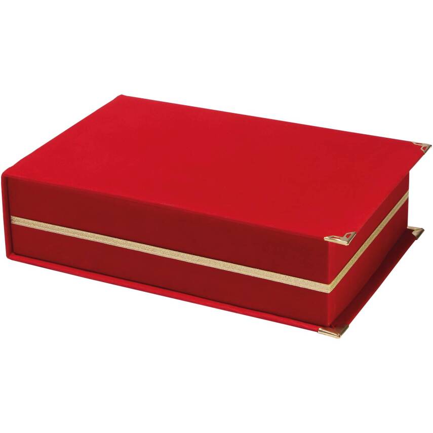 KAŞMİR KIRMIZI KADİFE PLAKET KUTUSU (16X28 CM) - 2
