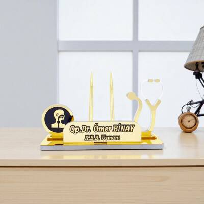 Kulak Burun Boğaz Doktoru İçin Akrilik Masa İsimliği - 3