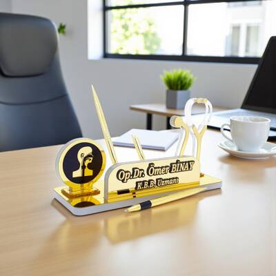 Kulak Burun Boğaz Doktoru İçin Akrilik Masa İsimliği