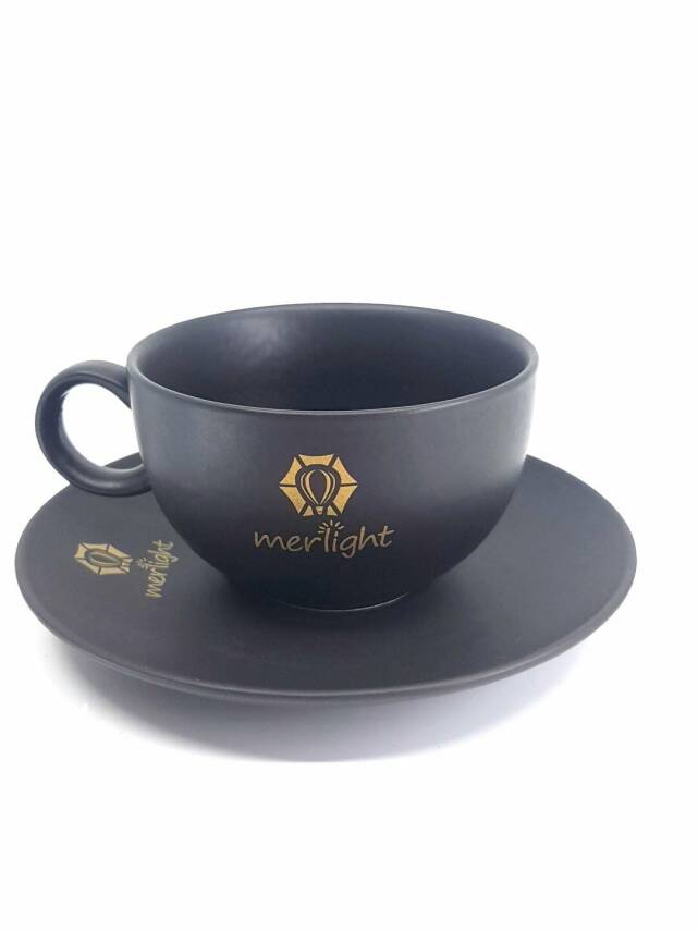 Logo Baskılı Siyah Türk Kahvesi Fincanı - 1