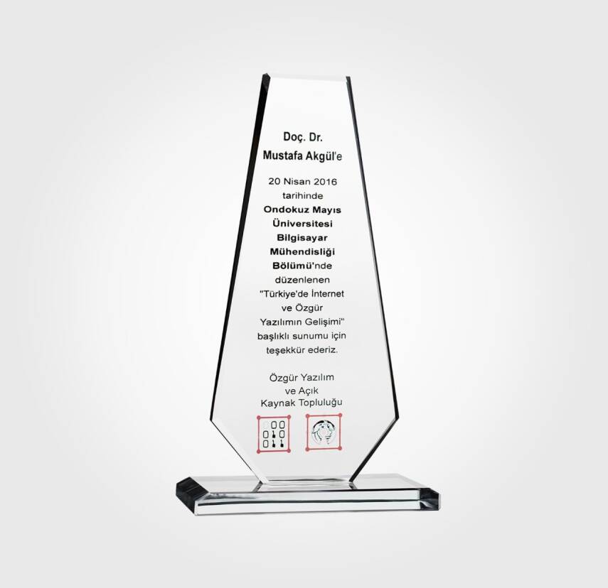 Mühendislik Özel Kristal Plaket - 1
