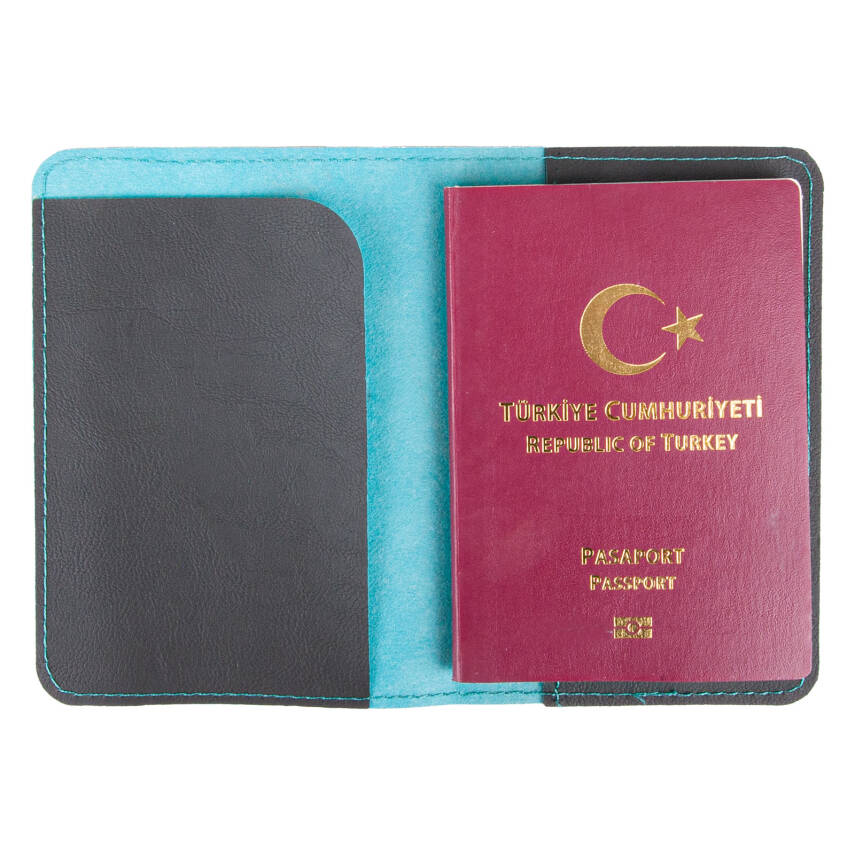 PASAPORTLUK TURKUAZ DERİ - 1