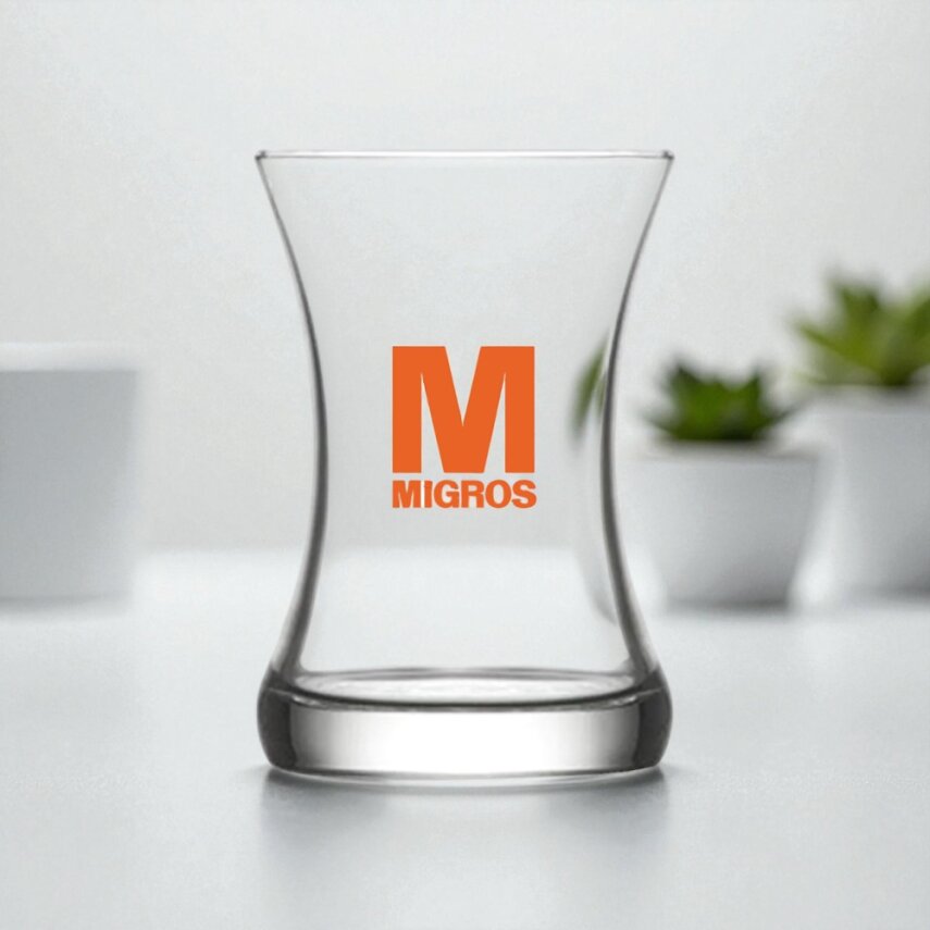 Renkli Baskılı Logolu Misis Çay Bardağı - 1