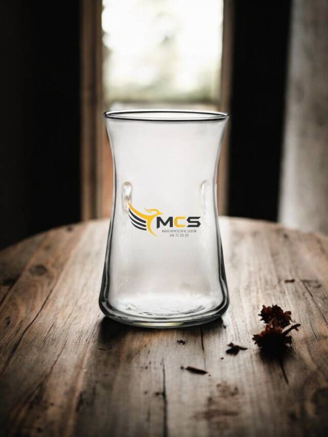 Renkli Logolu Heybeli Çay Bardağı - 1