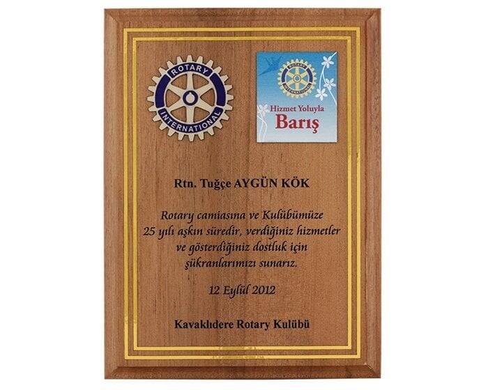 Rotary Kulübü Özel Ahşap Plaket - 1