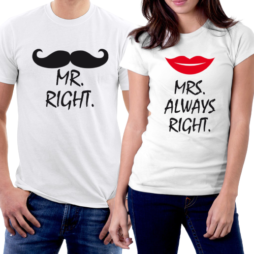 Sevgililer Gününe Özel Mr. Mrs. Çift T-Shirt M Beden - 1