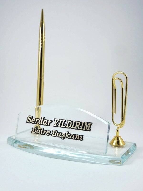 Tek Kalemli Kabartma İsimli Kristal Masa İsimliği - 1