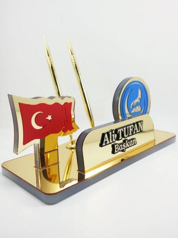 Ülkü ocaklarına kurt logolu masa isimlik - 1