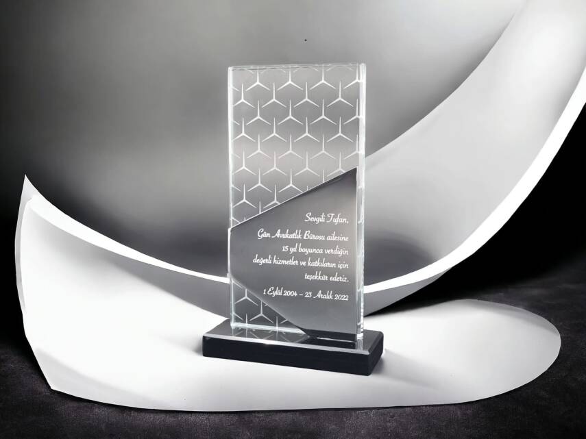 VIP Özel Üretim Kristal Plaket Özel Üretim Süet Kutulu - 1